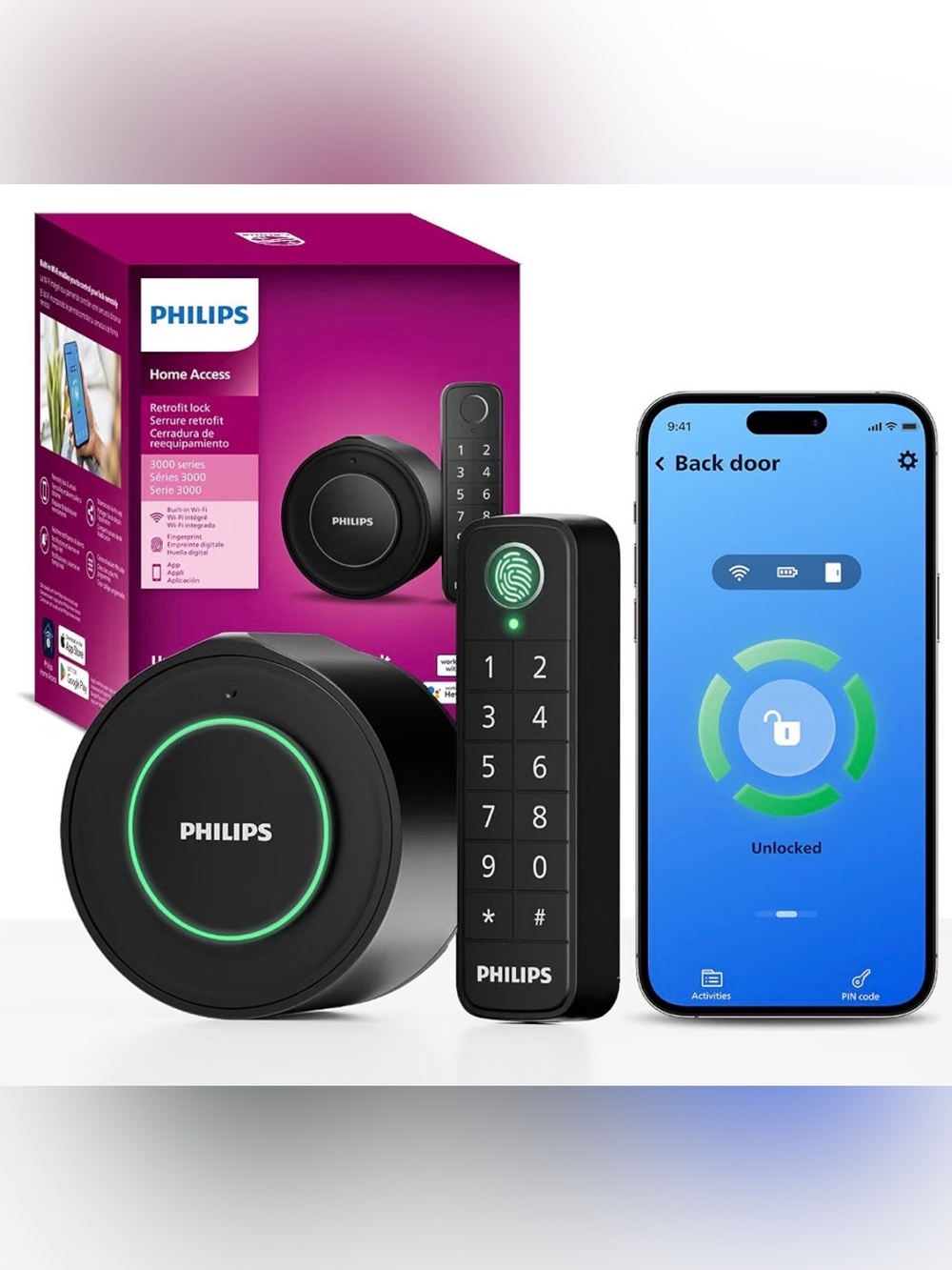 Philips WiFi Smart Retrofit Lock Fingerprint Keypad Voice Control Auto Lock